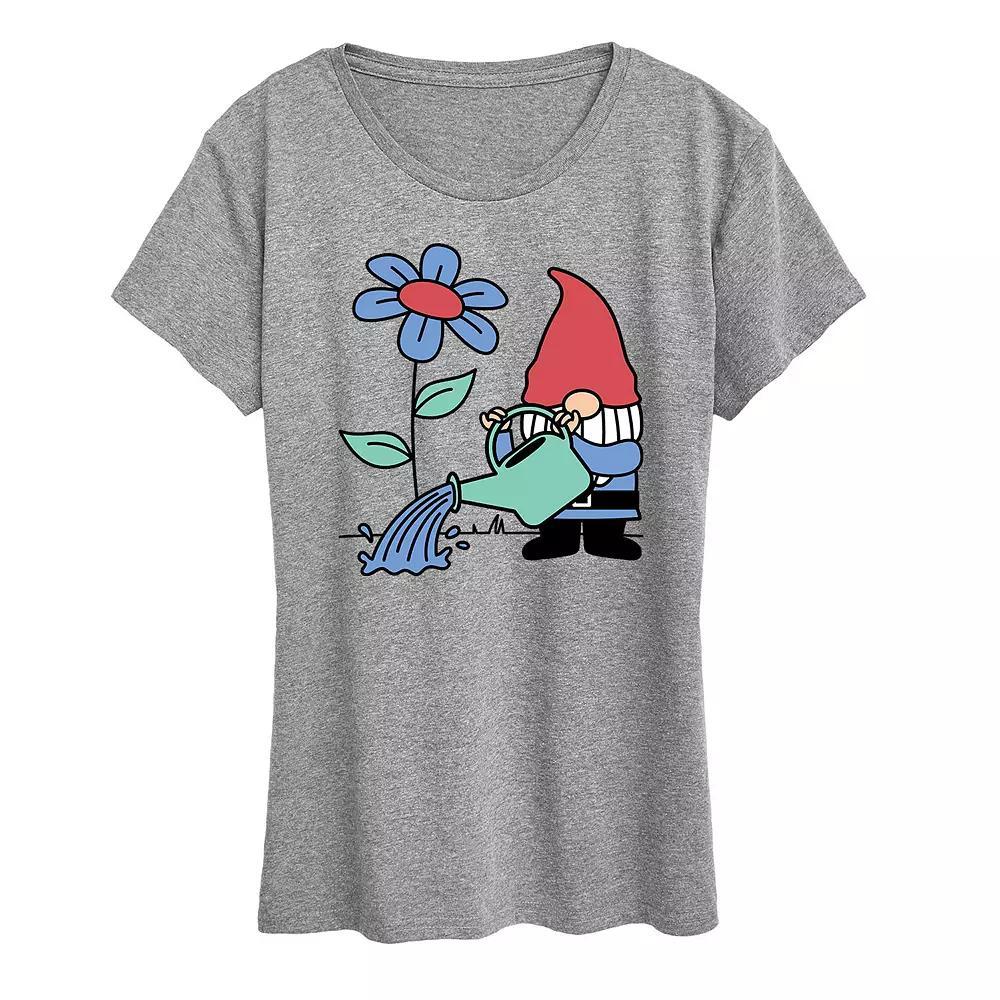 Womens Gardening Gnome Graphic Tee Grey Gray Product Image