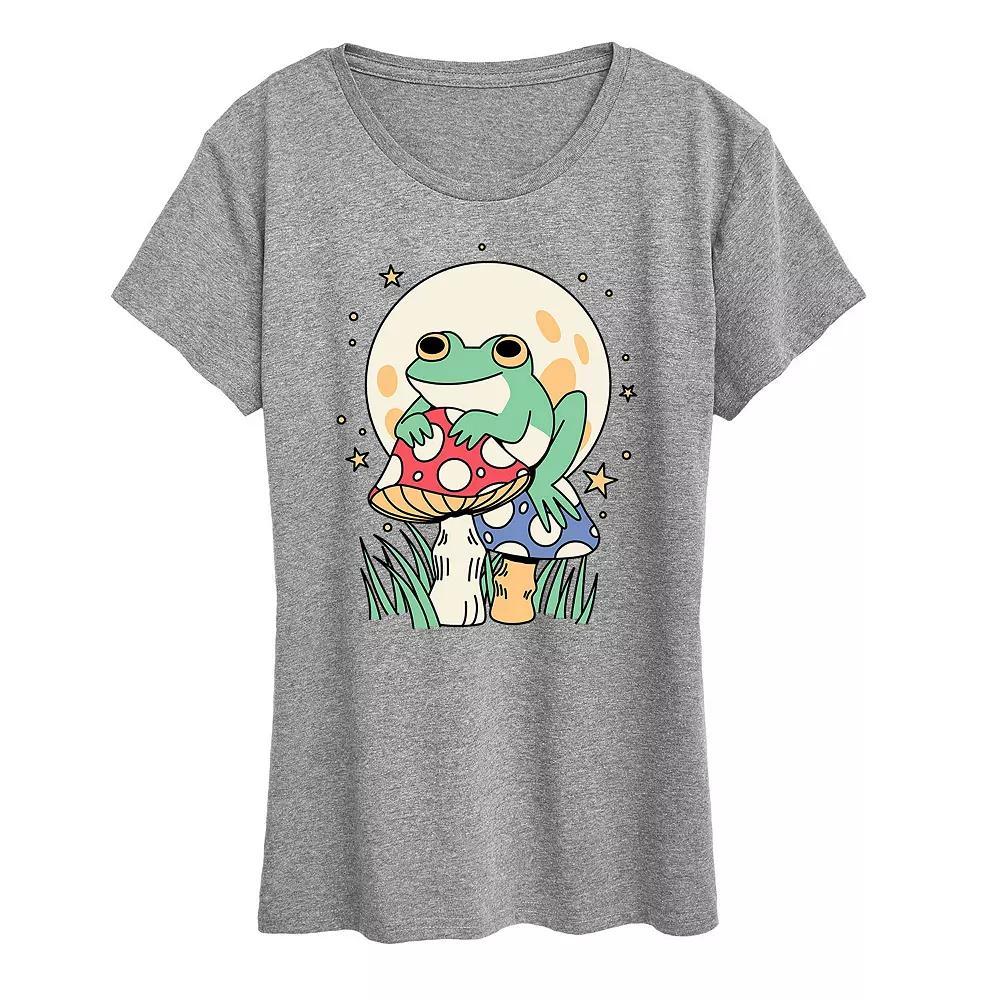 Women's Frog And Mushrooms Graphic Tee, Girl's, Size: Medium, Grey Gray Product Image