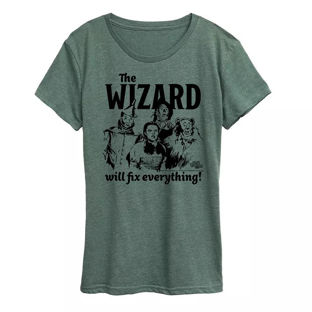 Womens The Wizard Of Oz The Wizard Graphic Tee Grey Gray Product Image