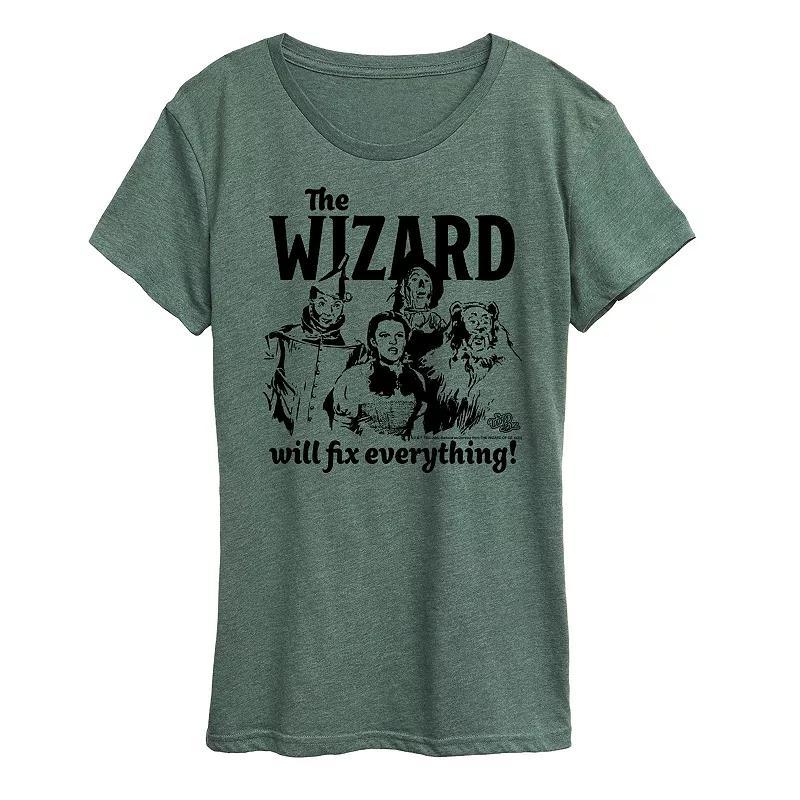 Womens The Wizard Of Oz The Wizard Graphic Tee Grey Gray Product Image