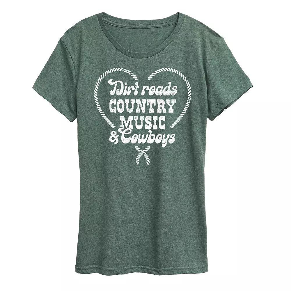 Womens Dirt Roads Country Music Cowboys Graphic Tee Product Image