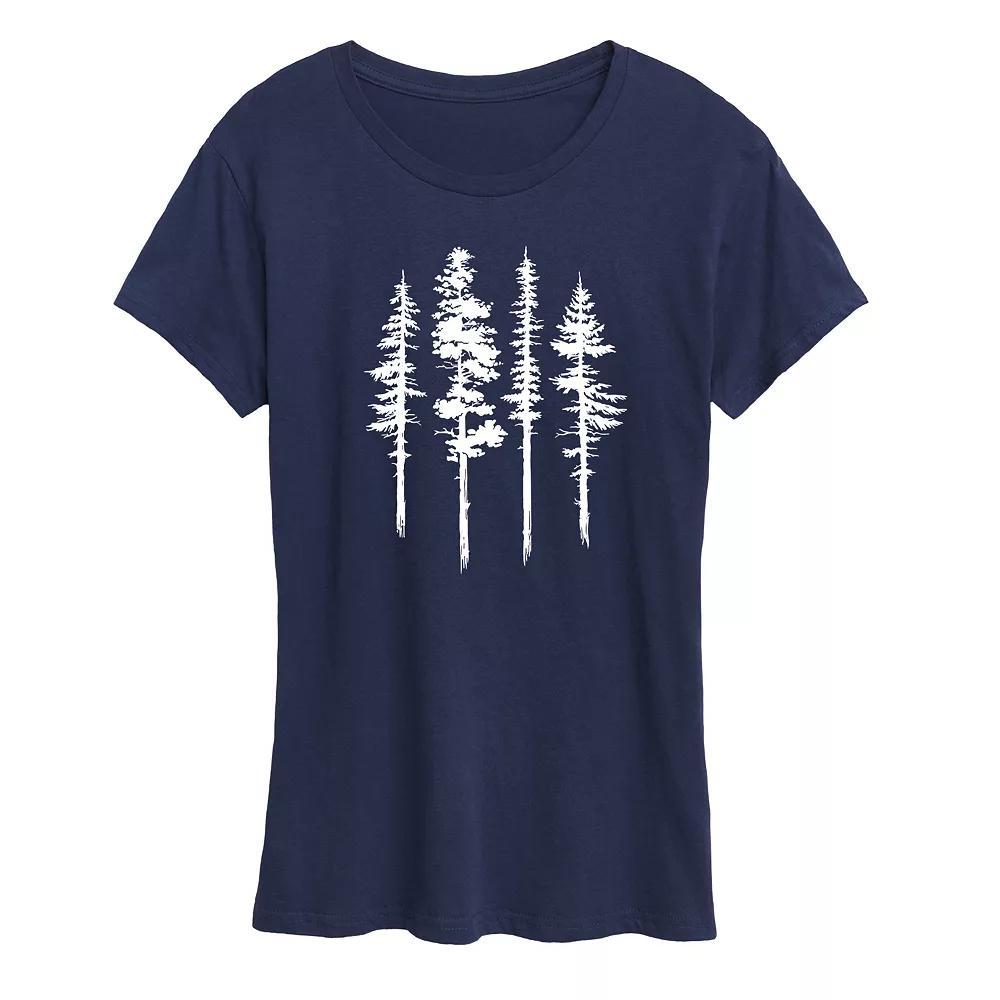 Womens Abstract Trees Graphic Tee, Girls Blue Product Image