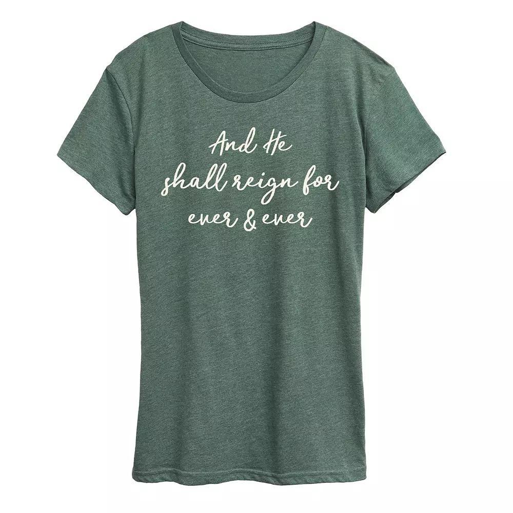 Womens And He Shall Reign Graphic Tee Grey Dark Red Product Image
