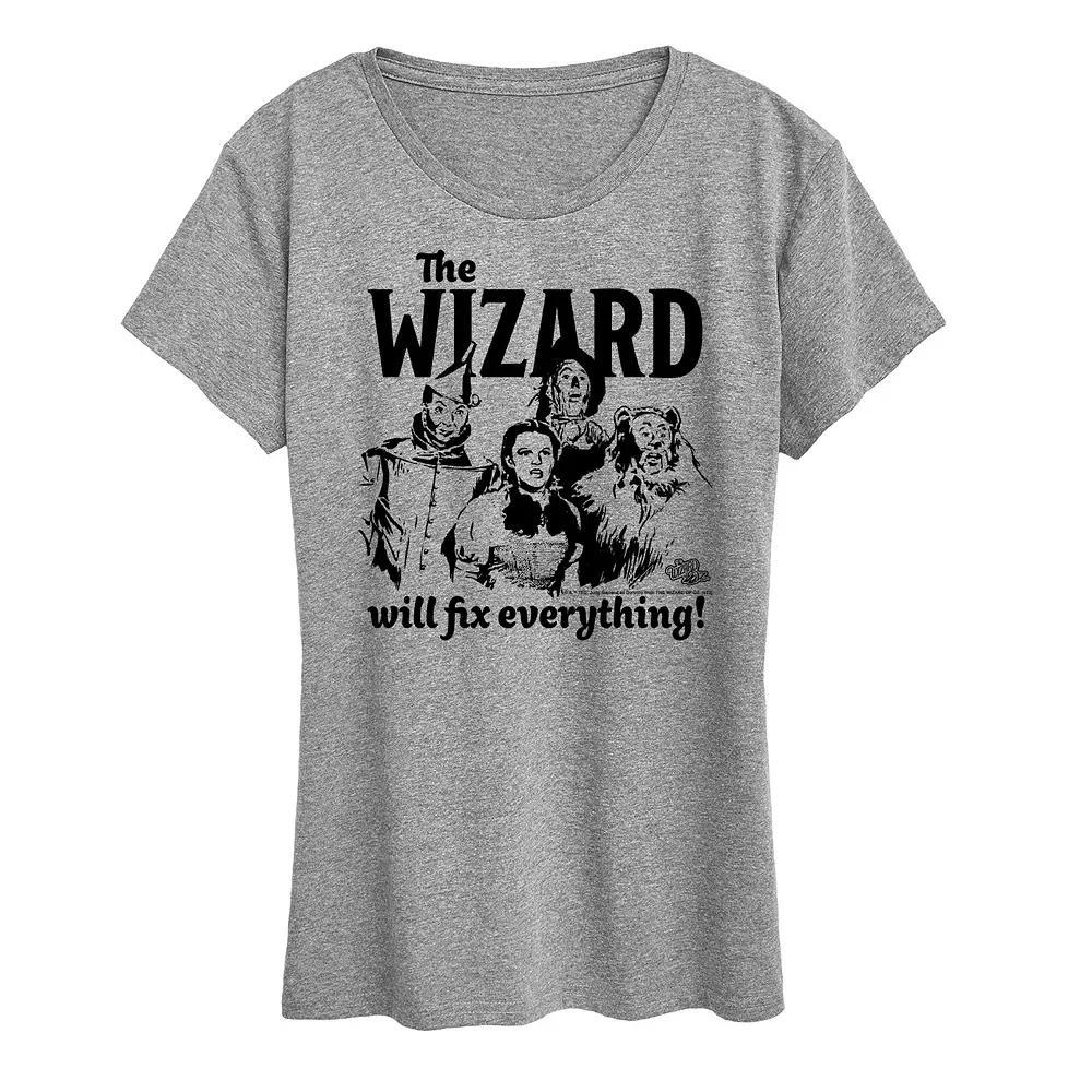 Womens The Wizard Of Oz The Wizard Graphic Tee Grey Gray Product Image