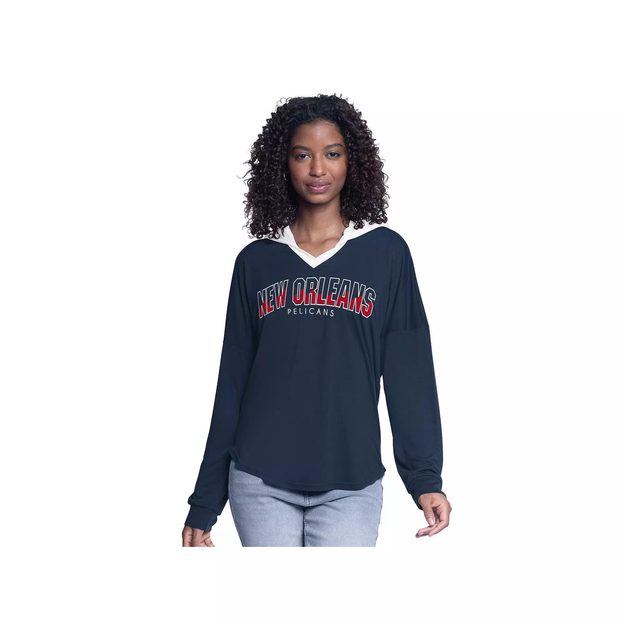 Women's G-III 4Her by Carl Banks Navy Washington Wizards Bench Player Oversized Long Sleeve Hooded Top, Size: 2XL, Wiz Blue Product Image