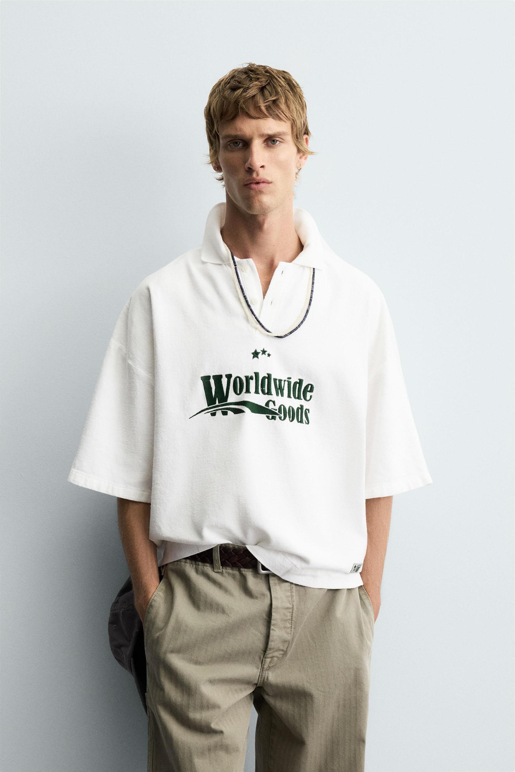 EMBROIDERED BOXY FIT POLO SHIRT Product Image