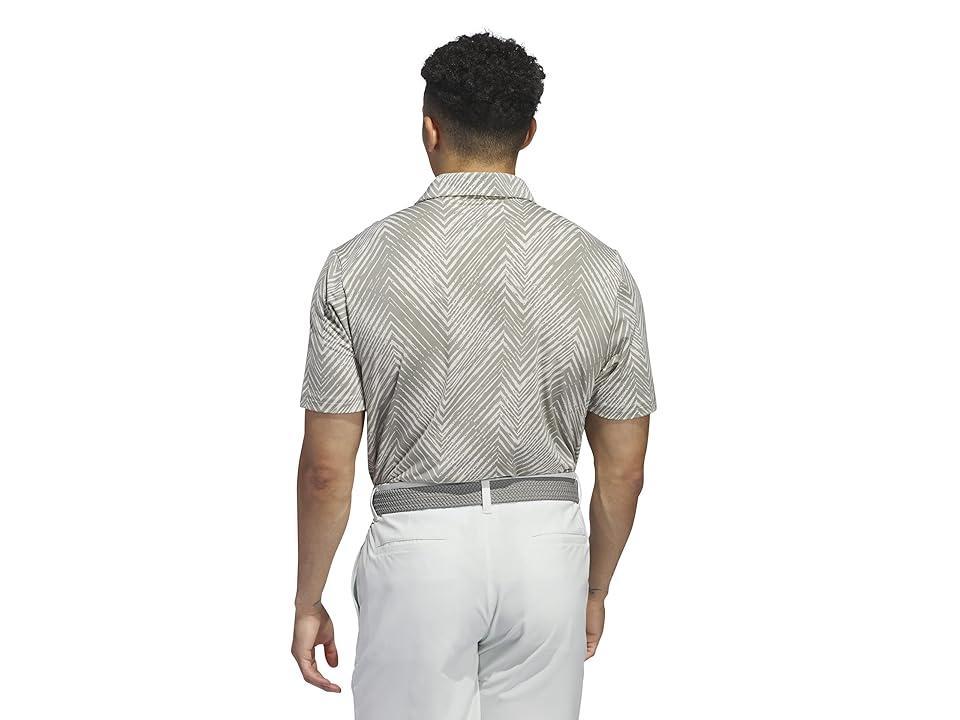 Men's adidas Ultimate365 Allover Striped Print Polo Shirt, Size: XL, Silver Pebble Product Image