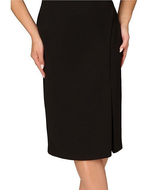 Aidan Mattox Crepe Off-the-Shoulder Neck Ruffle Sleeve Side Slit Dress Product Image