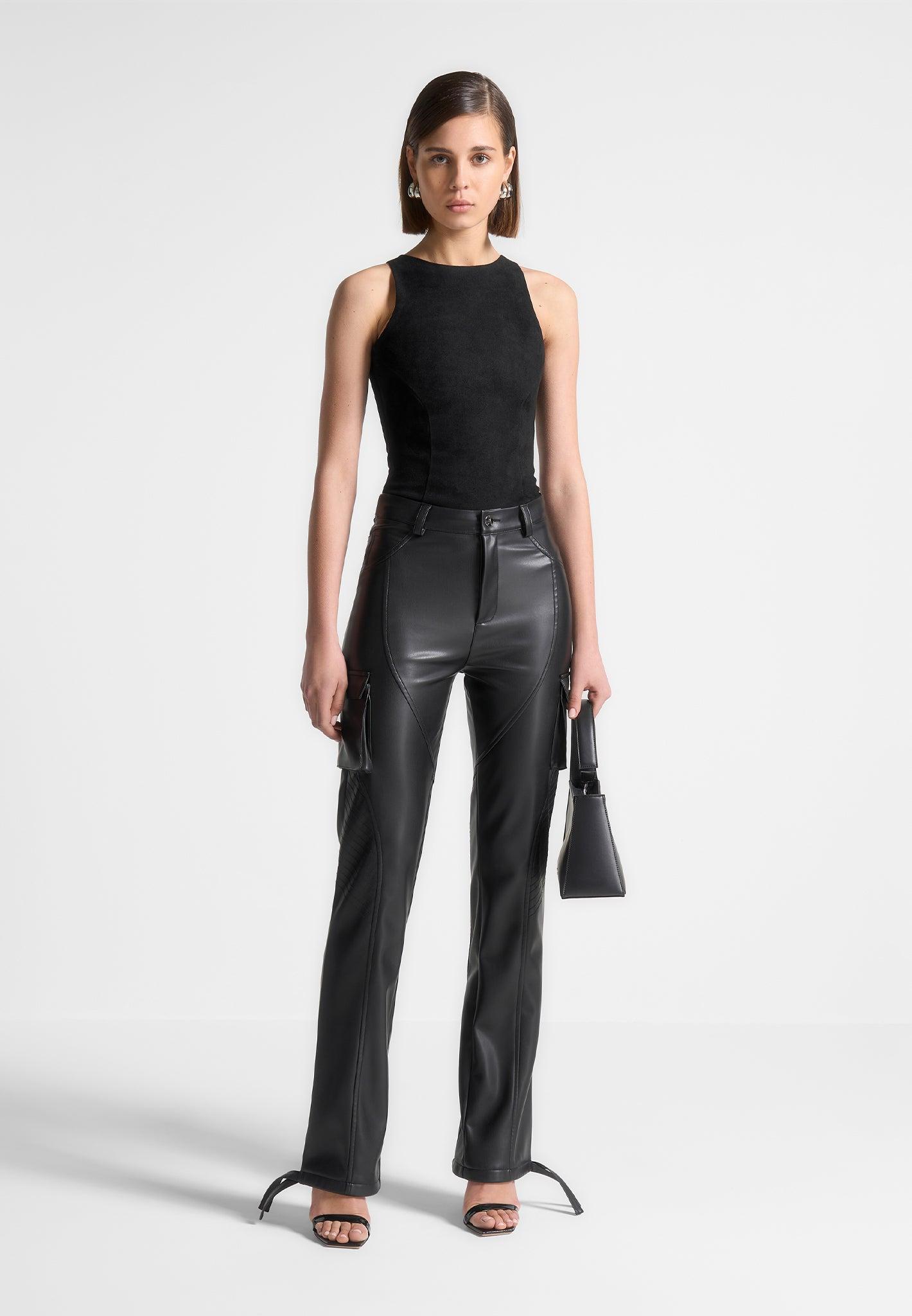 Leather Biker Trousers - Black Female Product Image