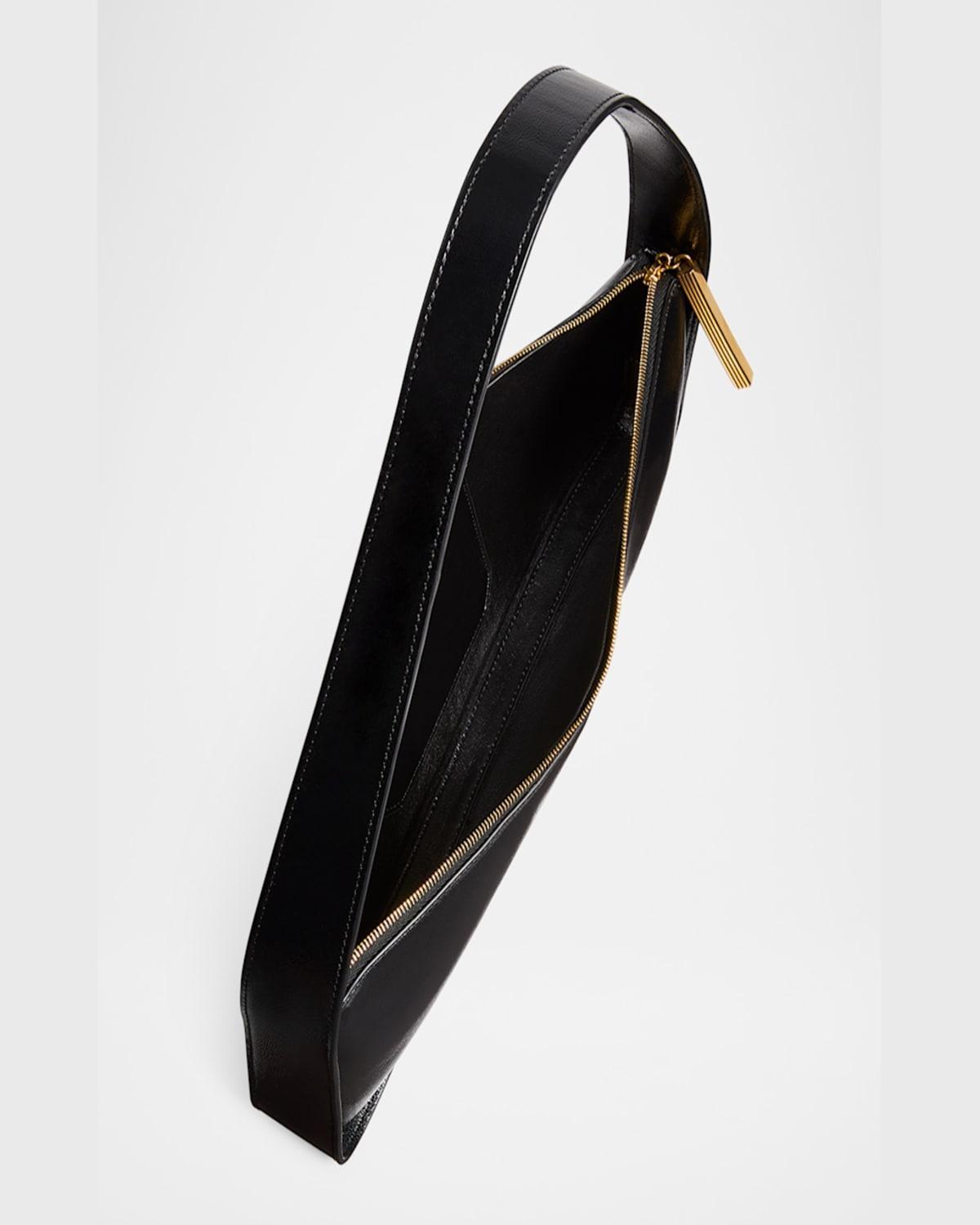KHAITE Lori Crackle Patent Leather Shoulder Bag In Black Product Image