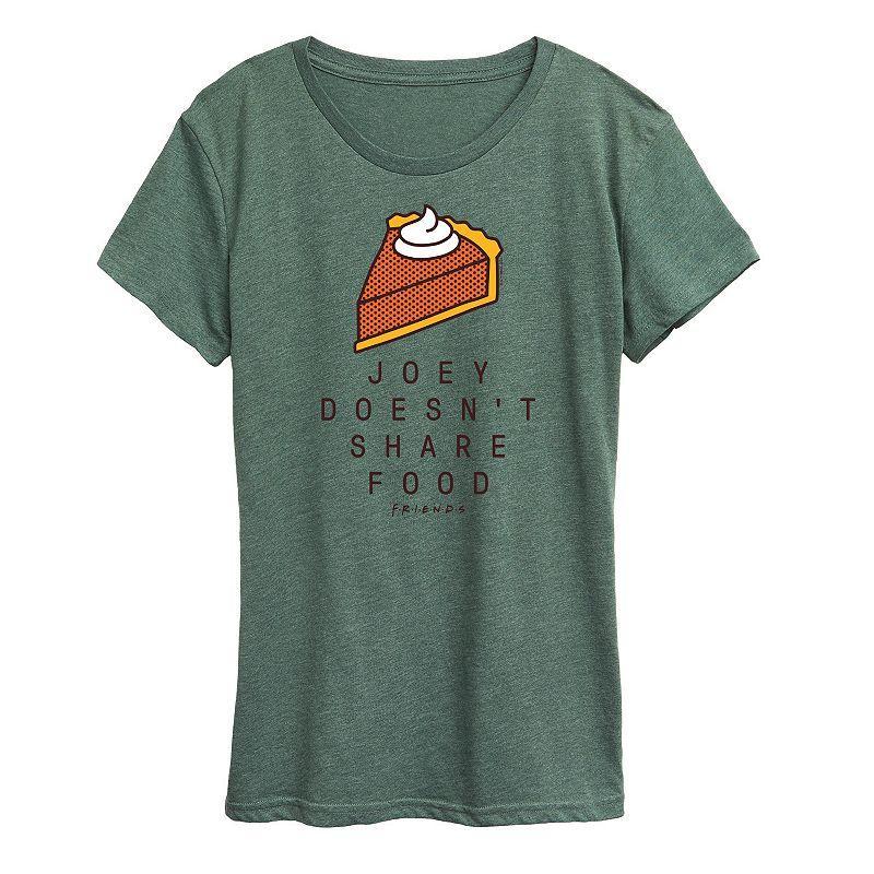 Womens Friends Joey Doesnt Share Food Graphic Tee, Girls Grey Green Product Image