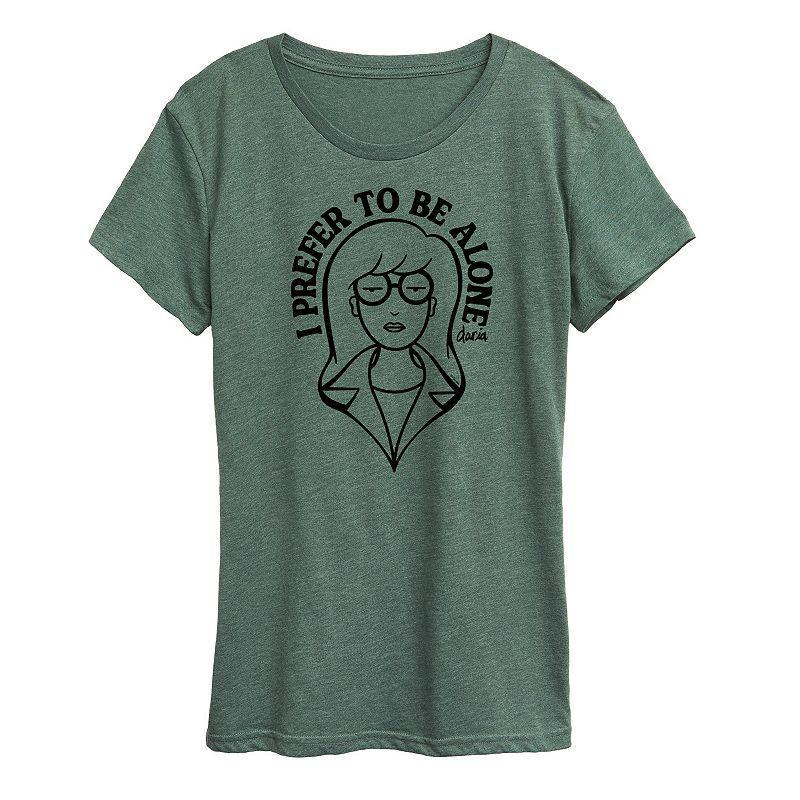 Womens Daria I Prefer To Be Alone Graphic Tee, Girls Grey Wine Product Image