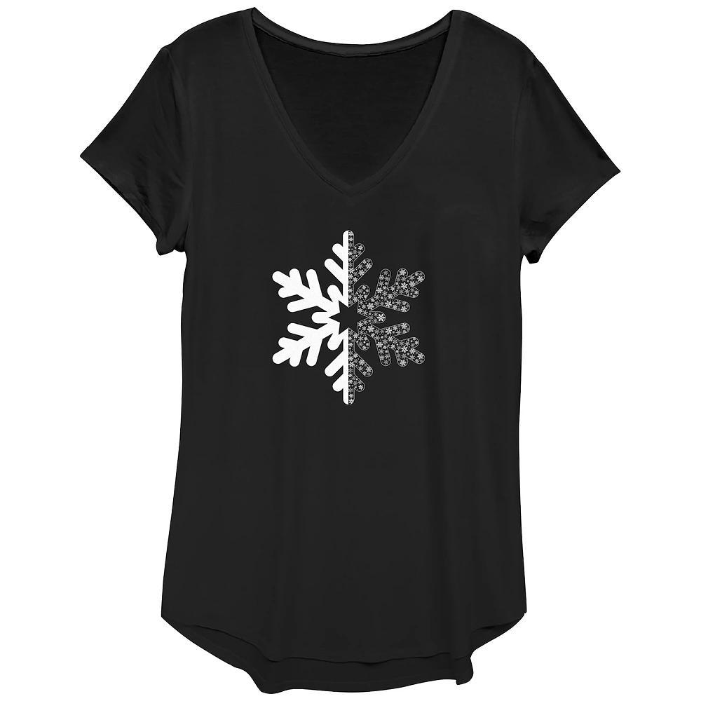 Women's Snowflake Graphic Tee, Size: XS, Black Product Image