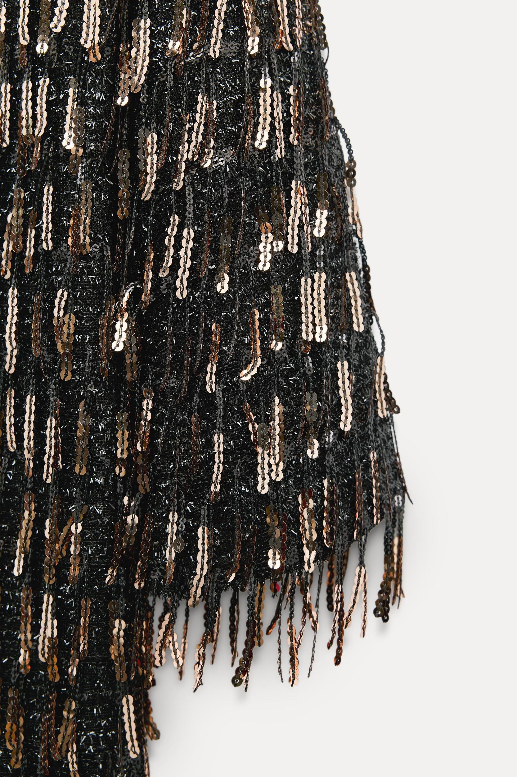SEQUIN FRINGED MINI DRESS Product Image