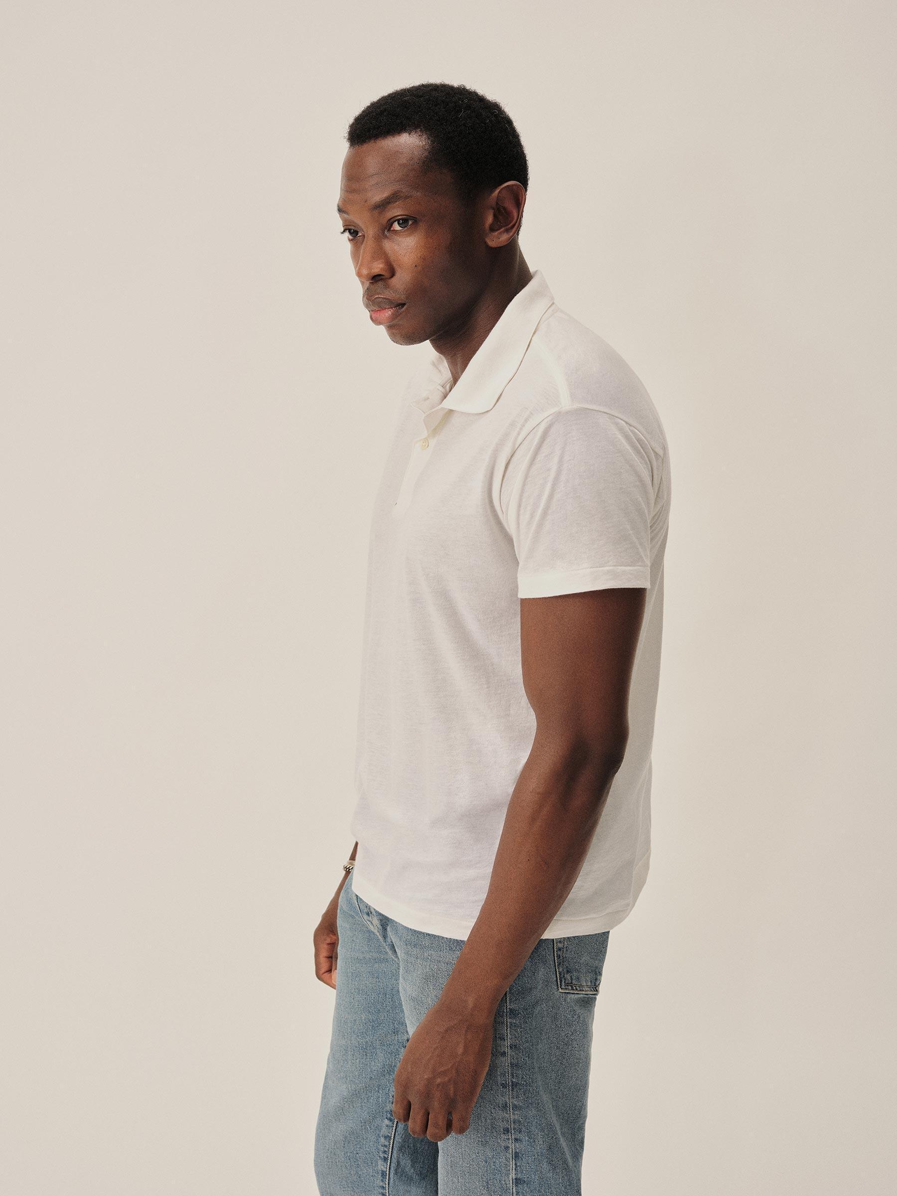 White Japanese Cool Cashmere Knit Polo Product Image