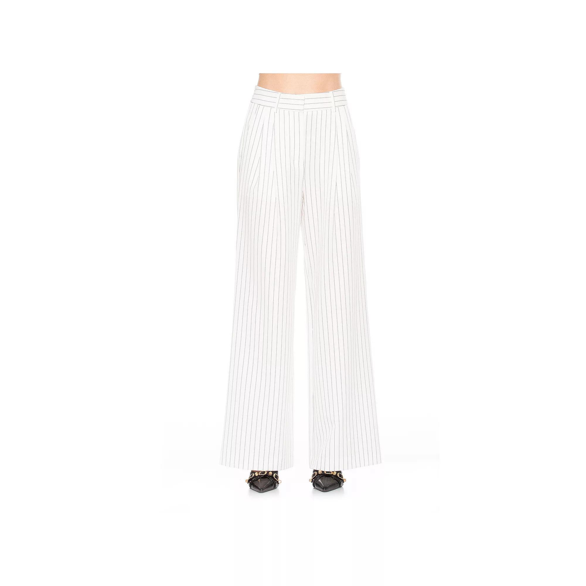 Women's ALEXIA ADMOR Elodie Belted Front Zip Wide Leg Pant, Size: 14, Beige Stripe Product Image
