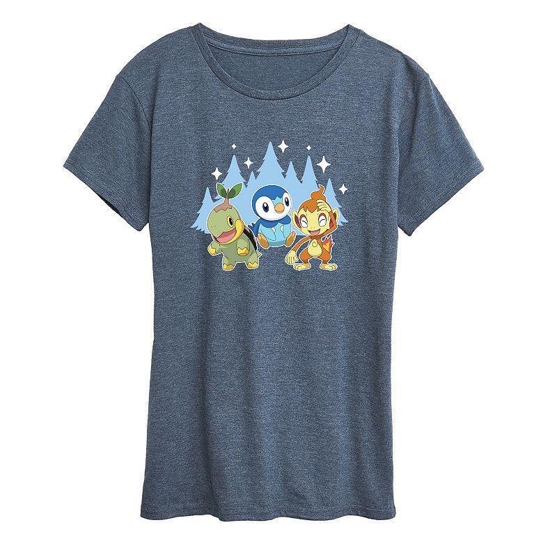 Womens Pokemon Sinnoh Winter Group Graphic Tee Blue Product Image