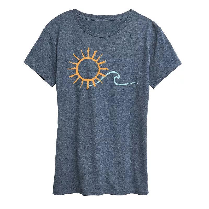 Womens Brushstroke Sun And Wave Graphic Tee Grey Blue Product Image