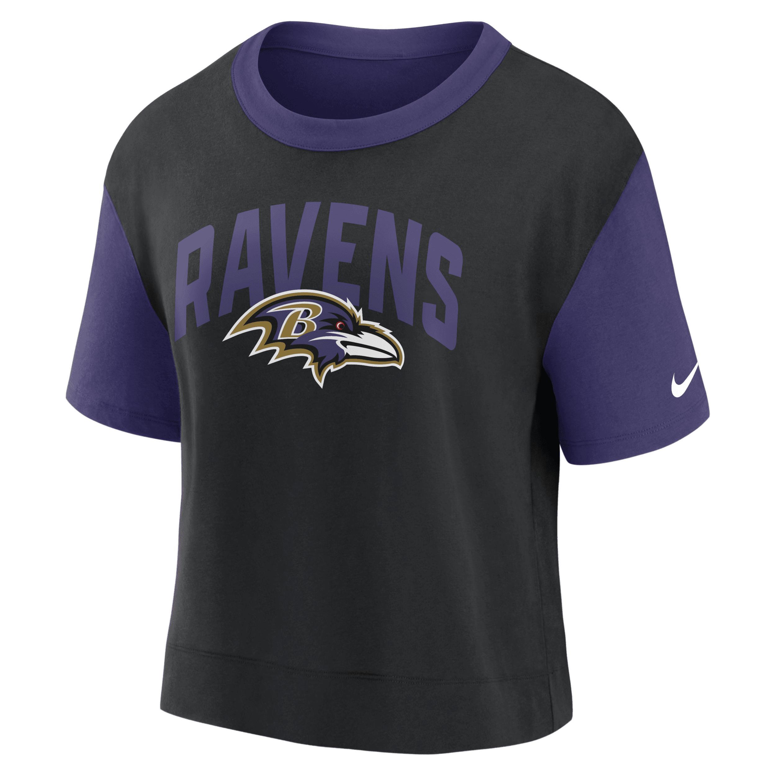 Women's Nike Purple/Black Baltimore Ravens High Hip Fashion T-Shirt, Size: Large Product Image