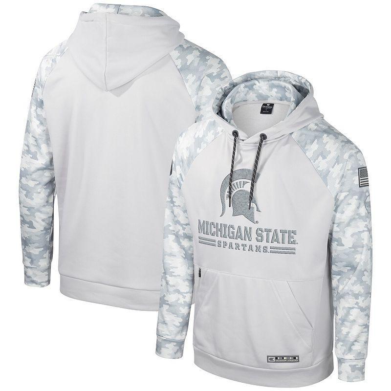 Mens Colosseum Gray Michigan State Spartans OHT Military Appreciation Ice Raglan Pullover Hoodie Product Image