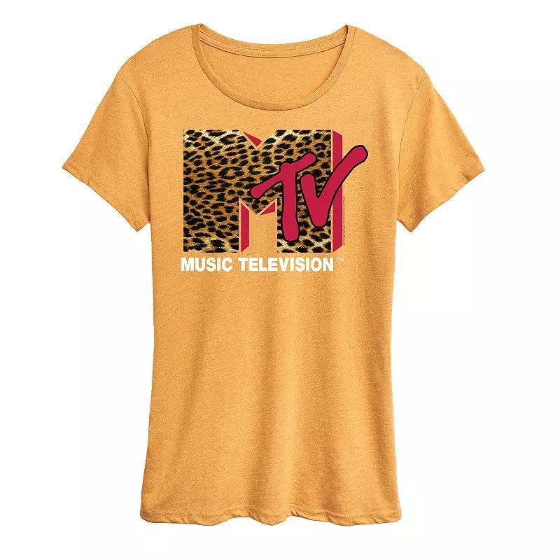 Womens MTV Leopard Logo Graphic Tee, Girls Blue Product Image