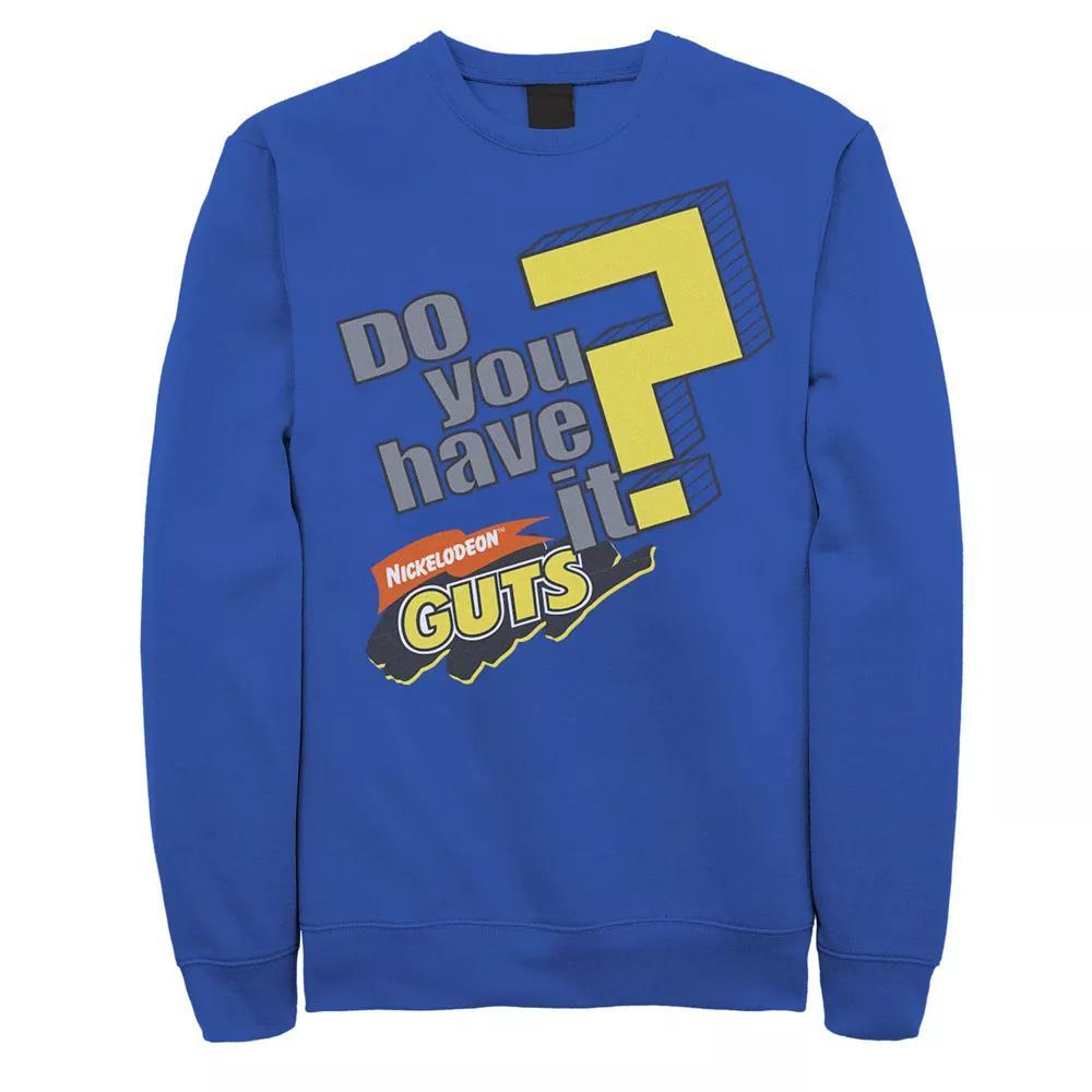 Men's Nickelodeon Guts Do You Have It Vintage Question Logo Graphic Fleece Pullover, Size: XXL, Royal Product Image
