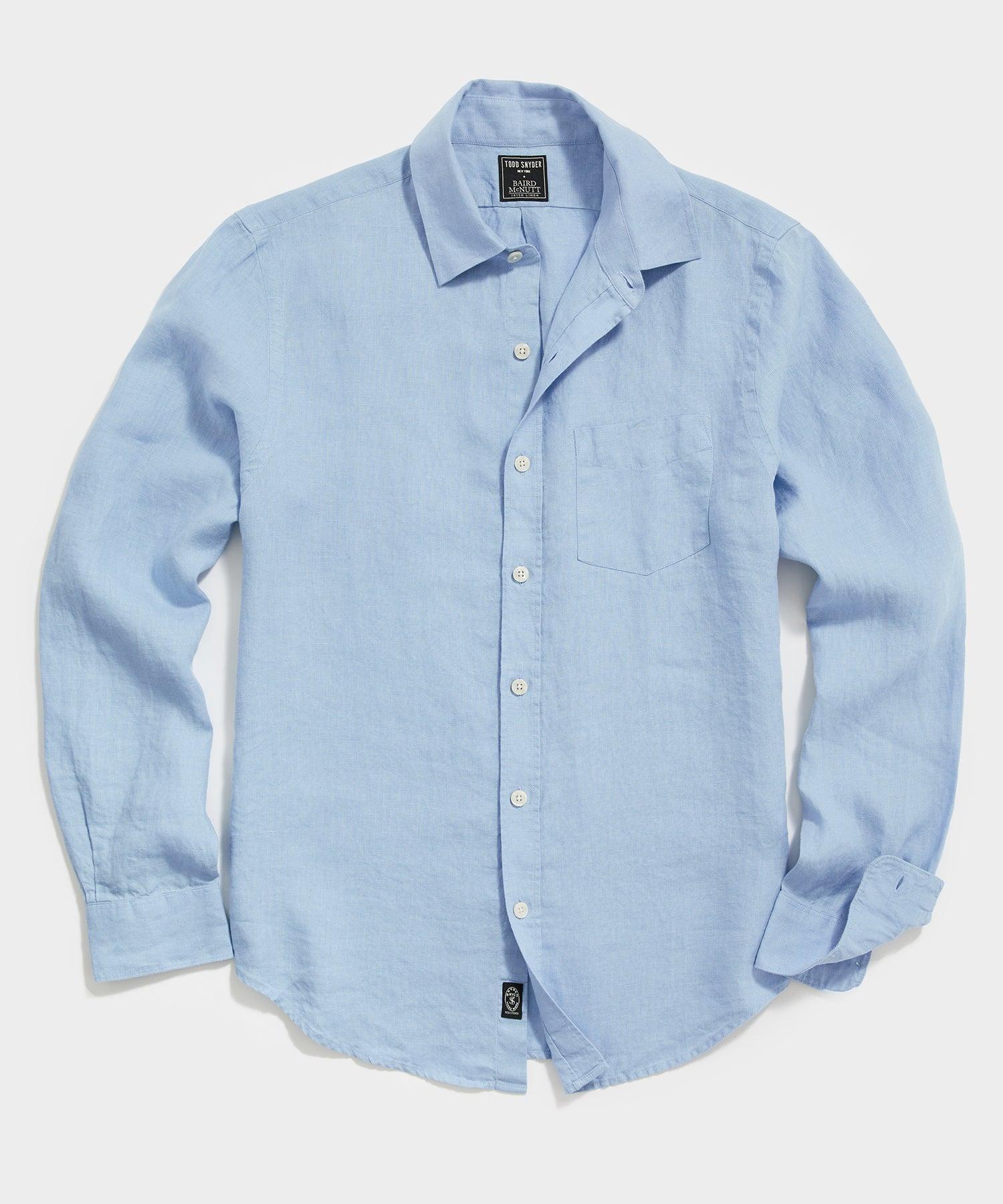 Slim Fit Sea Soft Irish Linen Shirt in Blue Tide Product Image