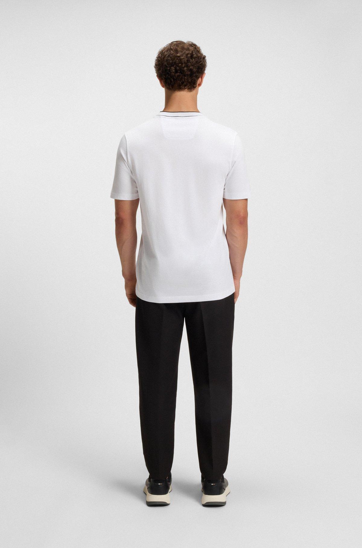 BOSS - Cotton jersey T-shirt with striped logo graphic - White Product Image