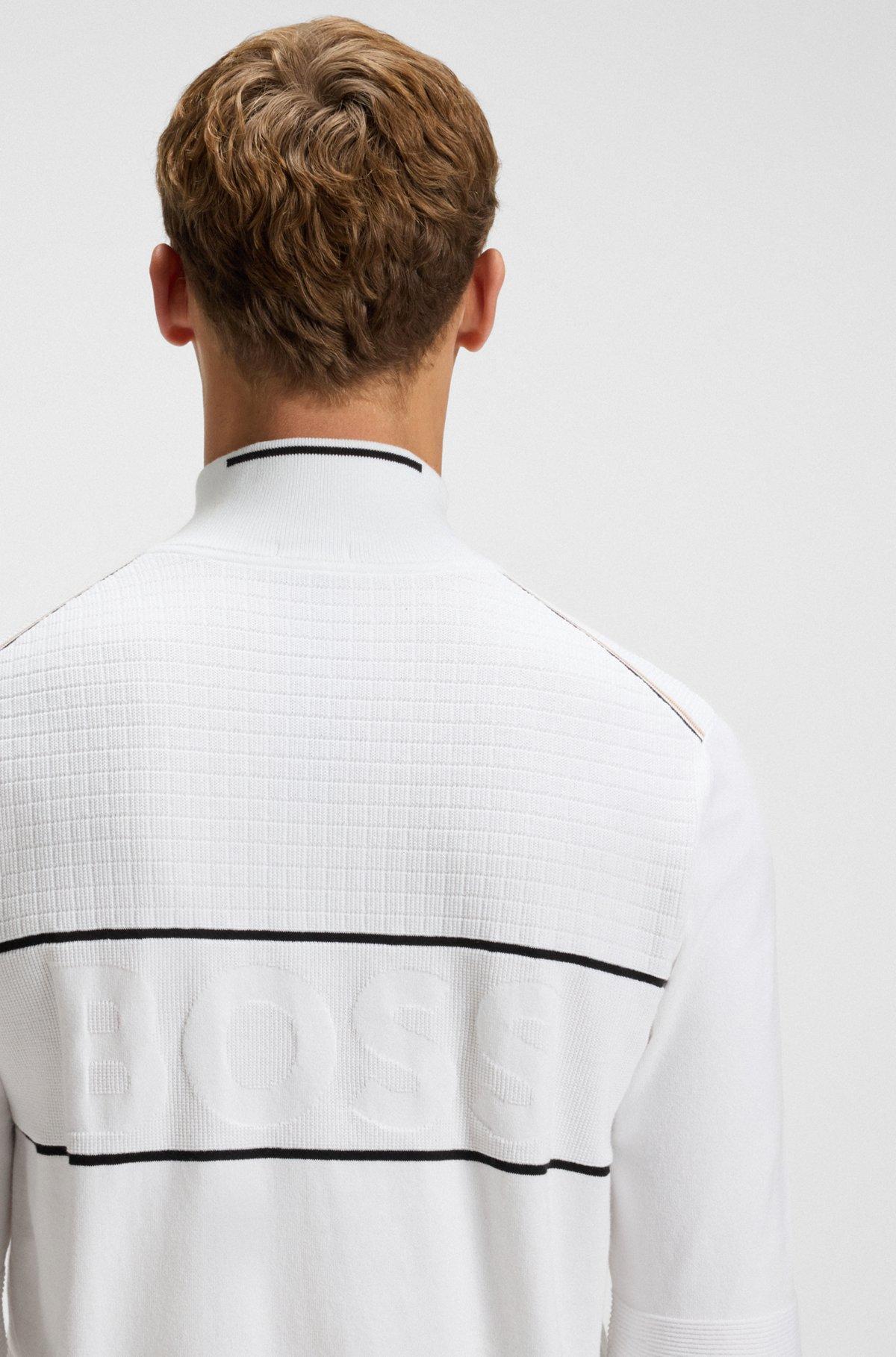 Water-repellent cotton sweater with zip neck Product Image