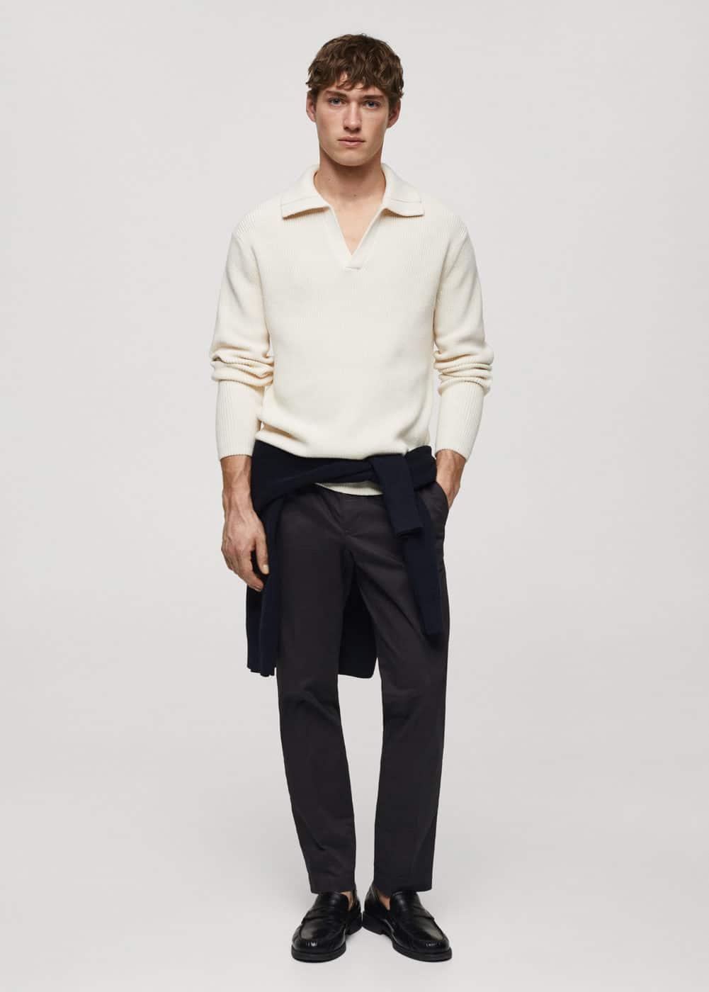Mango Mens Slim-Fit Cotton Pleated Pants Product Image