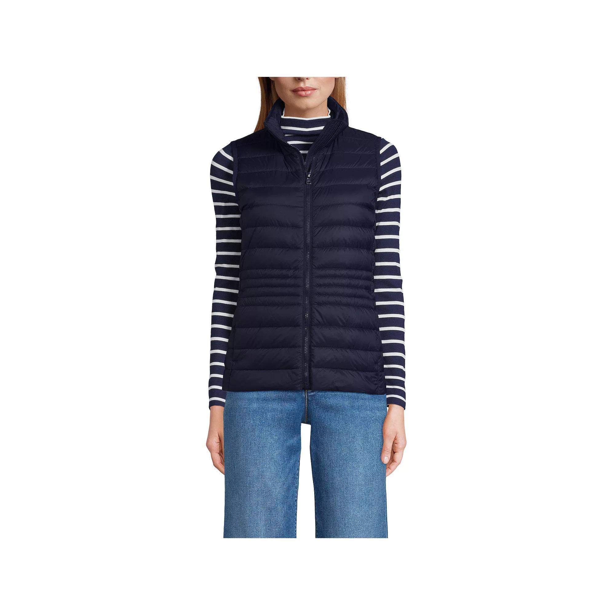 Women's Lands' End Wanderweight Packable Down Vest, Size: Small, Deep  Blue Product Image