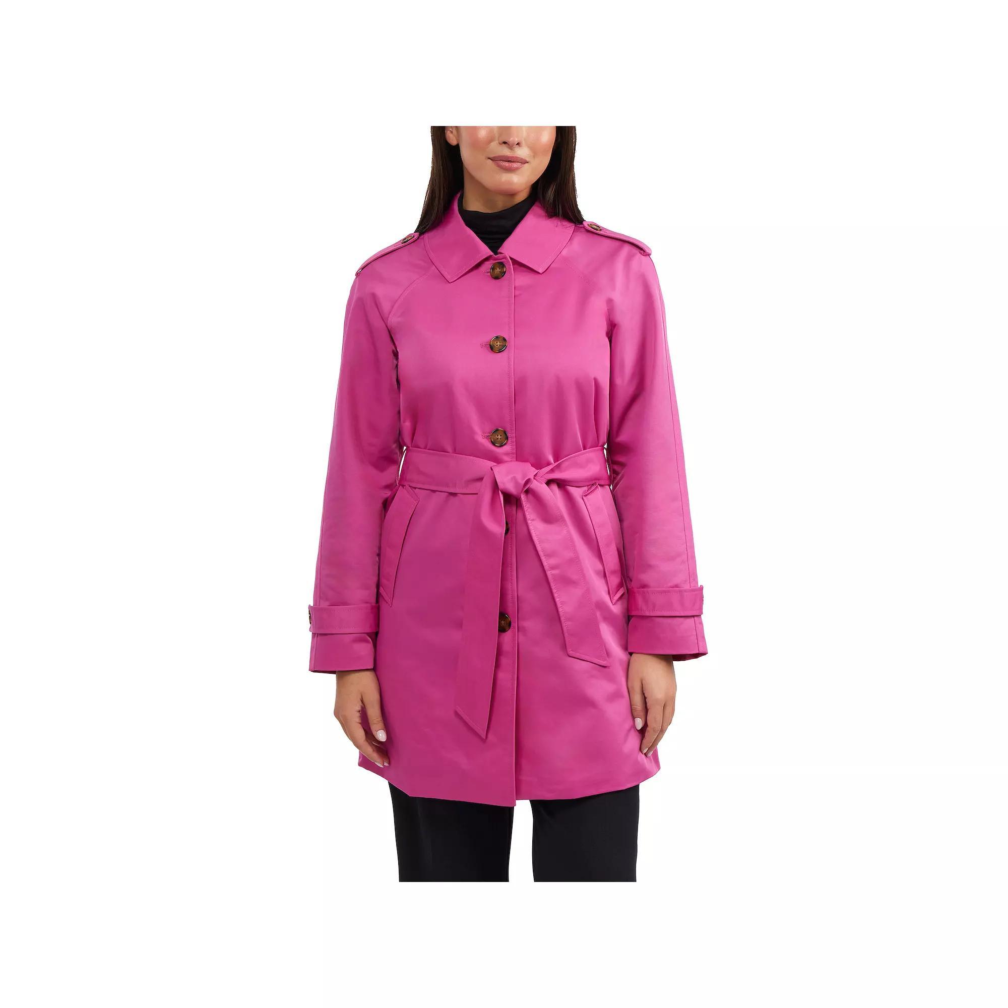 Women's Ellen Tracy Classic Trench Coat, Size: XL, Fuschia Product Image