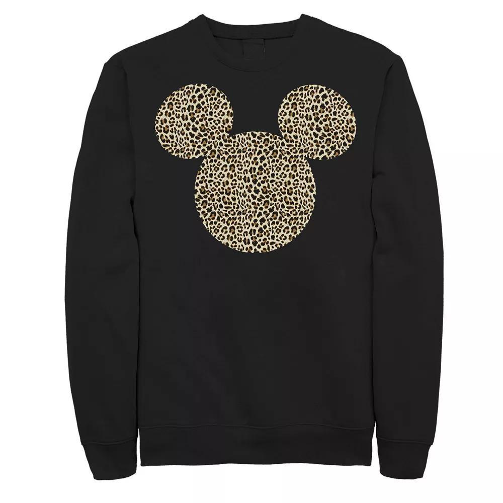 Disney's Mickey Mouse Cheetah Print Silhouette Fill Men's Sweatshirt, Size: Medium, Black Product Image