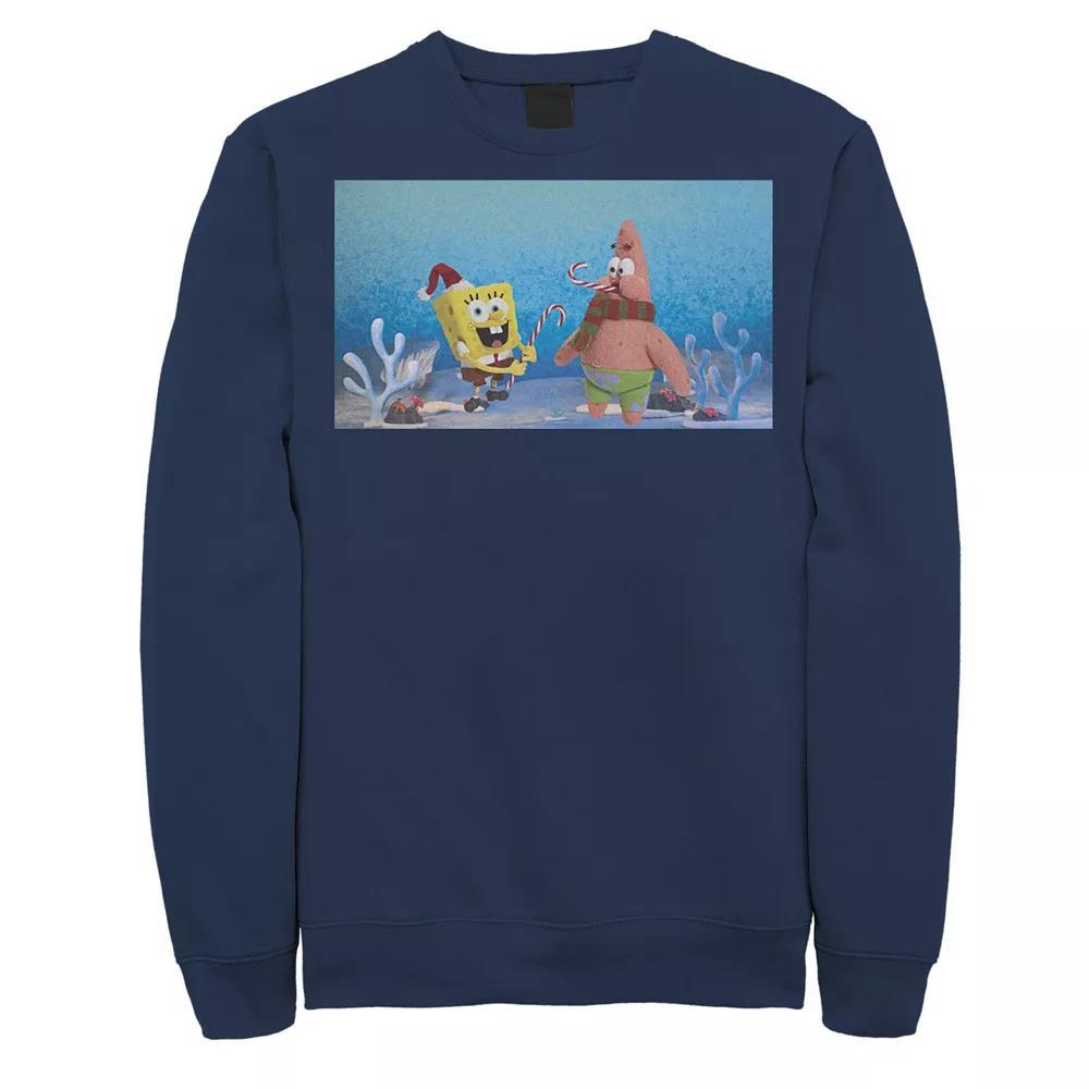 Mens Nickelodeon Spongebob Squarepants Patrick Star Christmas Buddies Graphic Fleece Pullover Grey Heather Product Image