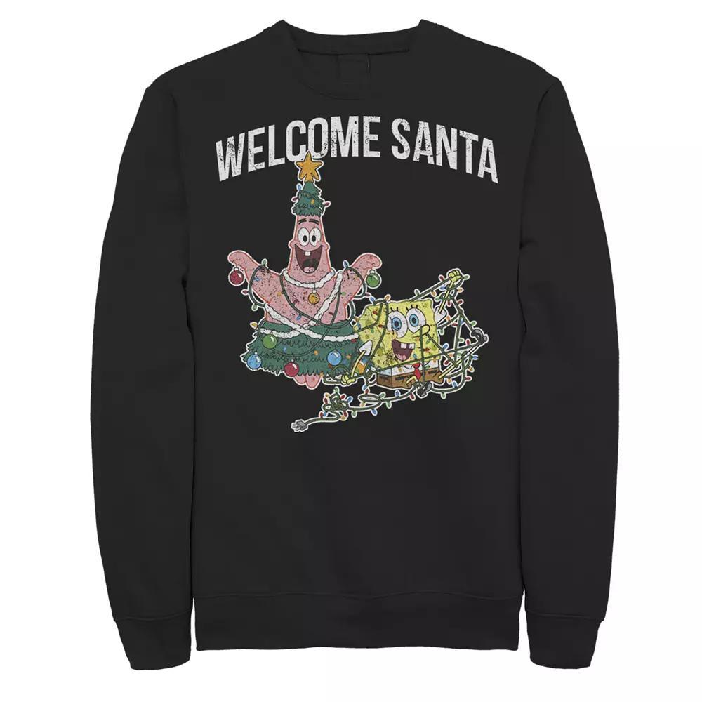 Men's Nickelodeon Spongebob Squarepants Patrick Star Welcome Santa Christmas Graphic Fleece Pullover, Size: Medium, Black Product Image