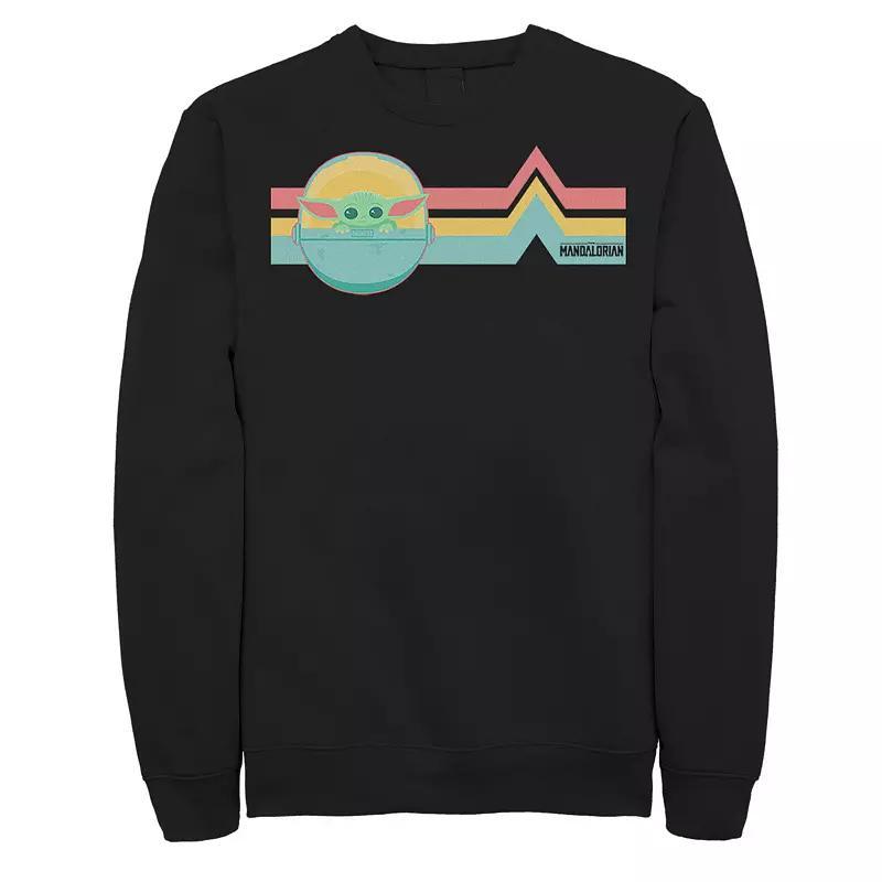 Men's Star Wars The Mandalorian The Child Rainbow Chest Lines Sweatshirt, Size: Medium, Black Product Image