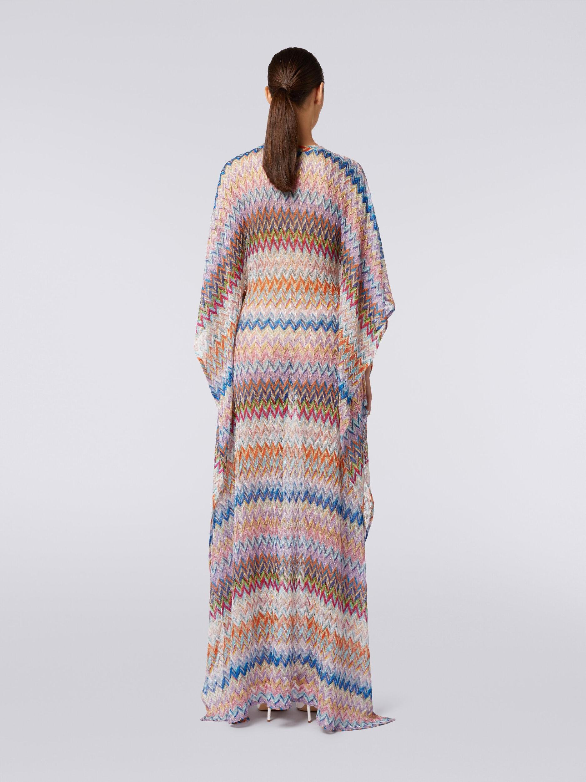 Long V-neck cover-up kaftan with lurex Product Image