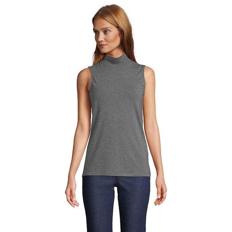 Women's Lands' End Sleeveless Mockneck Top, Size: Small, Black Product Image