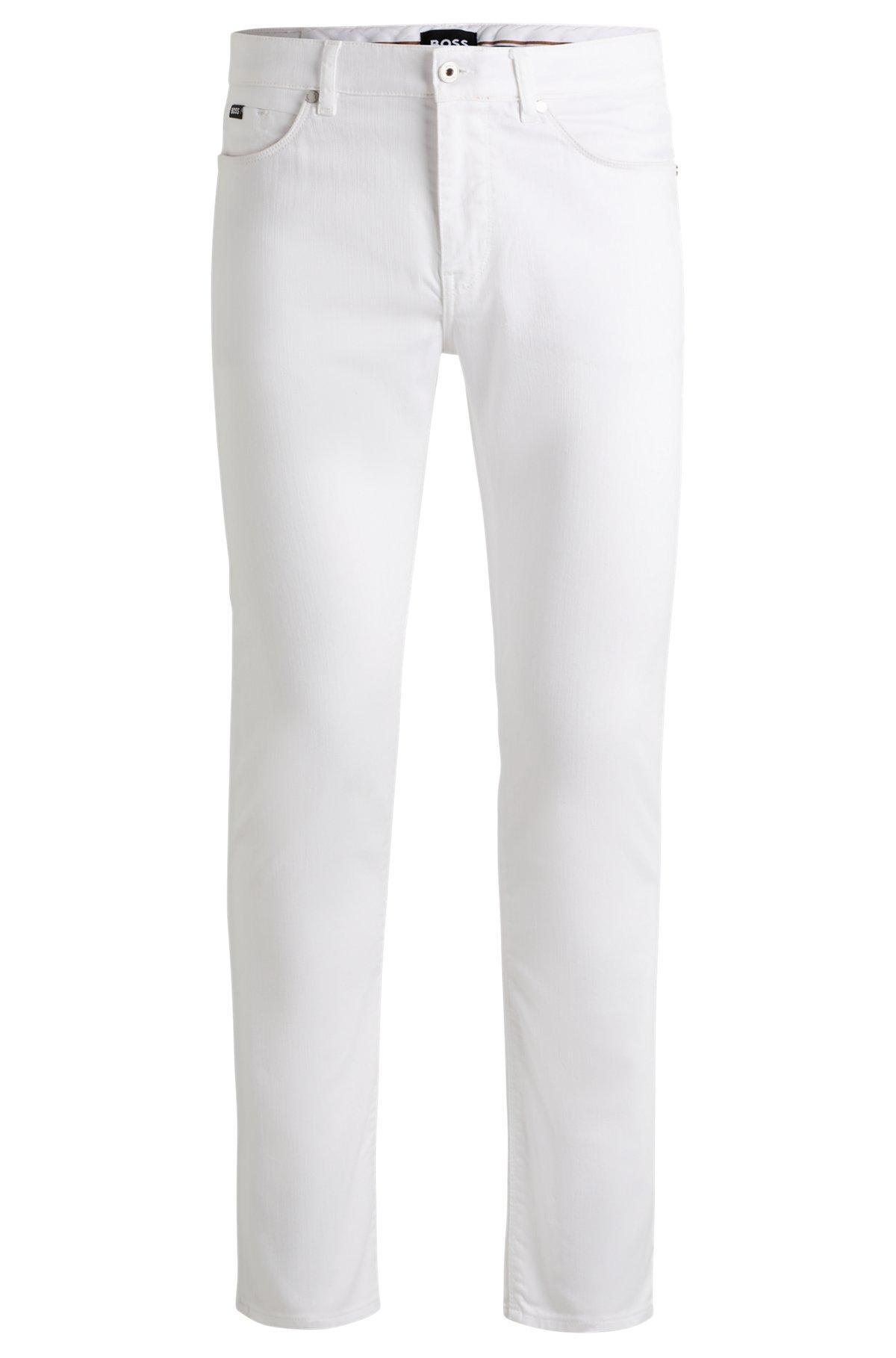 BOSS - Delaware slim-fit jeans in white stretch denim - White Product Image