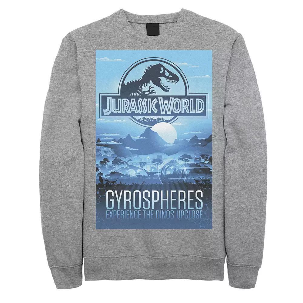 Men's Jurassic World Gyrospheres Tour Park Poster Graphic Graphic Fleece Pullover Pullover, Size: XXL, Athletic Grey Product Image