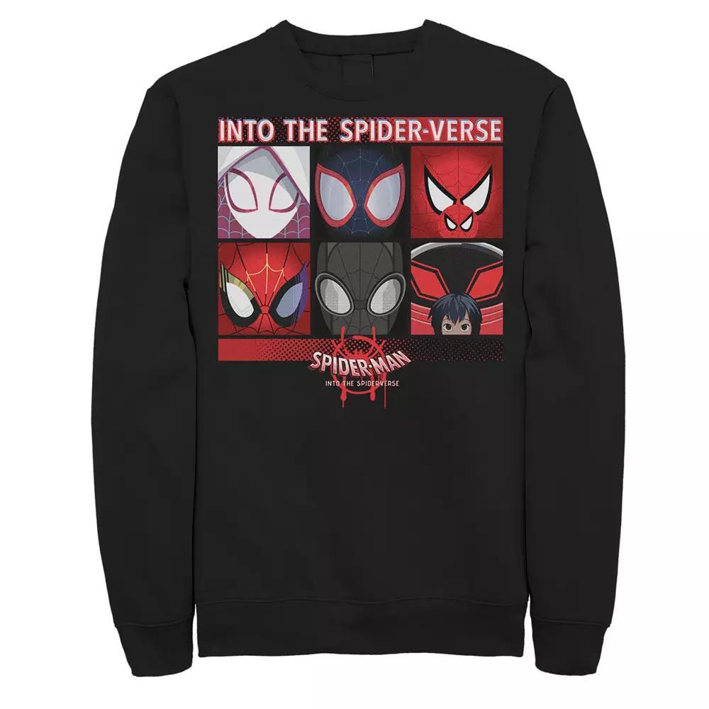 Men's Marvel Spider-Man Spiderverse Square Group Graphic Fleece Pullover, Size: Large, Black Product Image