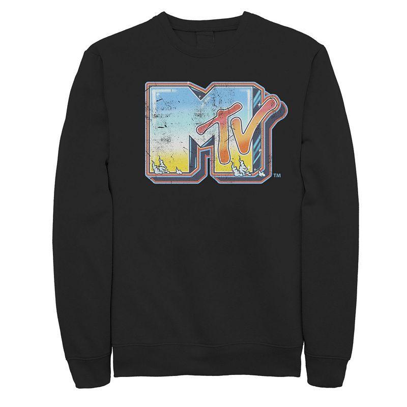 Men's MTV Tiny Logo Bright Brushed Sweatshirt, Size: Small, Black Product Image