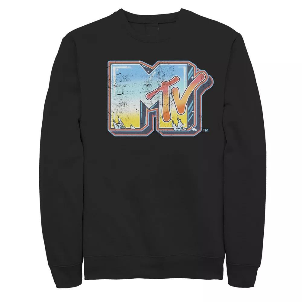 Men's MTV Tiny Logo Bright Brushed Sweatshirt, Size: Small, Black Product Image