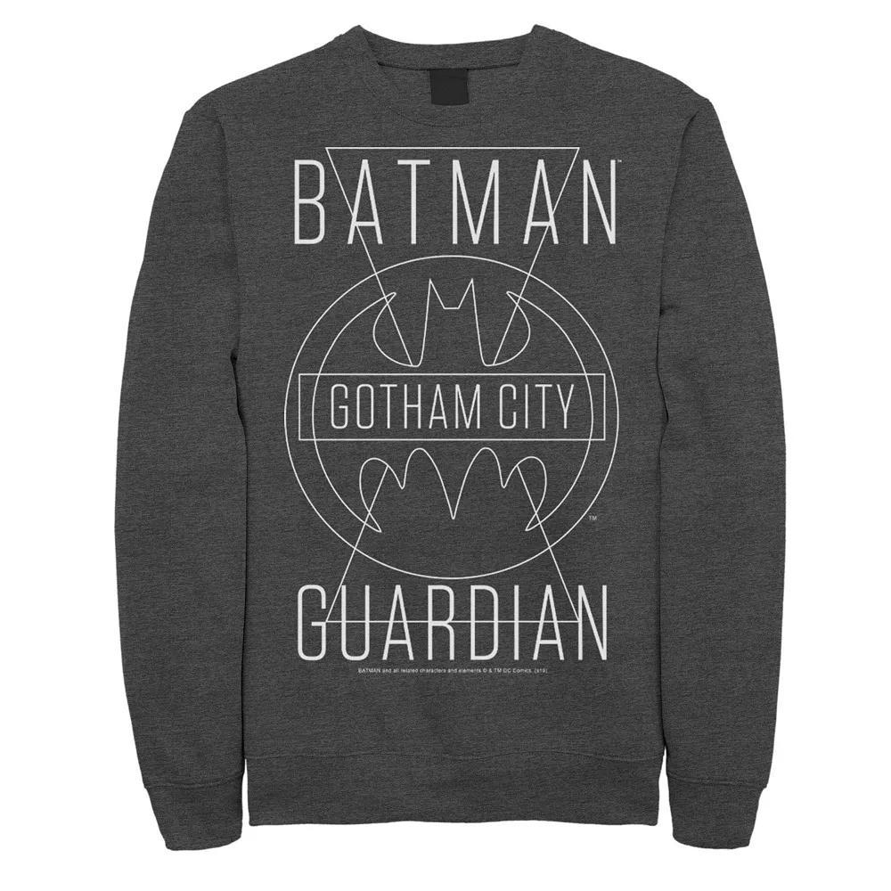 Men's DC Comics Batman Gotham City Guardian Text Poster Sweatshirt, Size: Small, Grey Heather Product Image