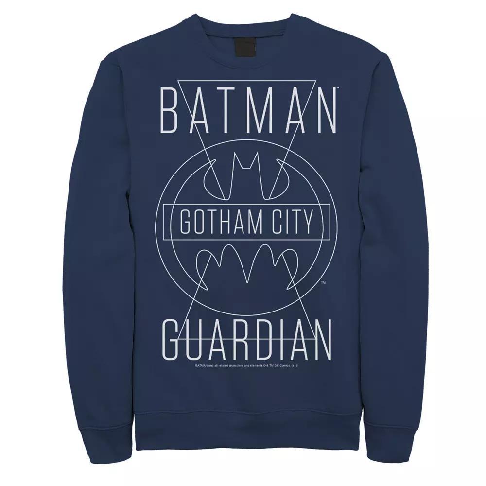 Men's DC Comics Batman Gotham City Guardian Text Poster Sweatshirt, Size: Small, Grey Heather Product Image
