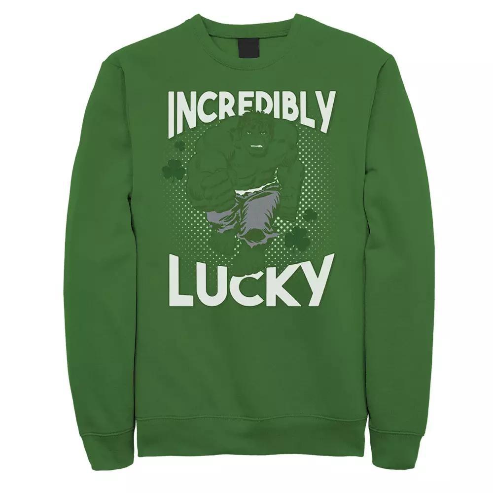 Men's Marvel Hulk Incredibly Lucky St. Patrick's Sweatshirt, Size: XXL, Athletic Grey Product Image
