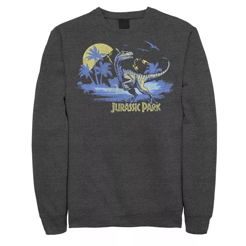 Men's Jurassic Park Raptor Distressed Portrait Sweatshirt, Size: XL, Grey Heather Product Image