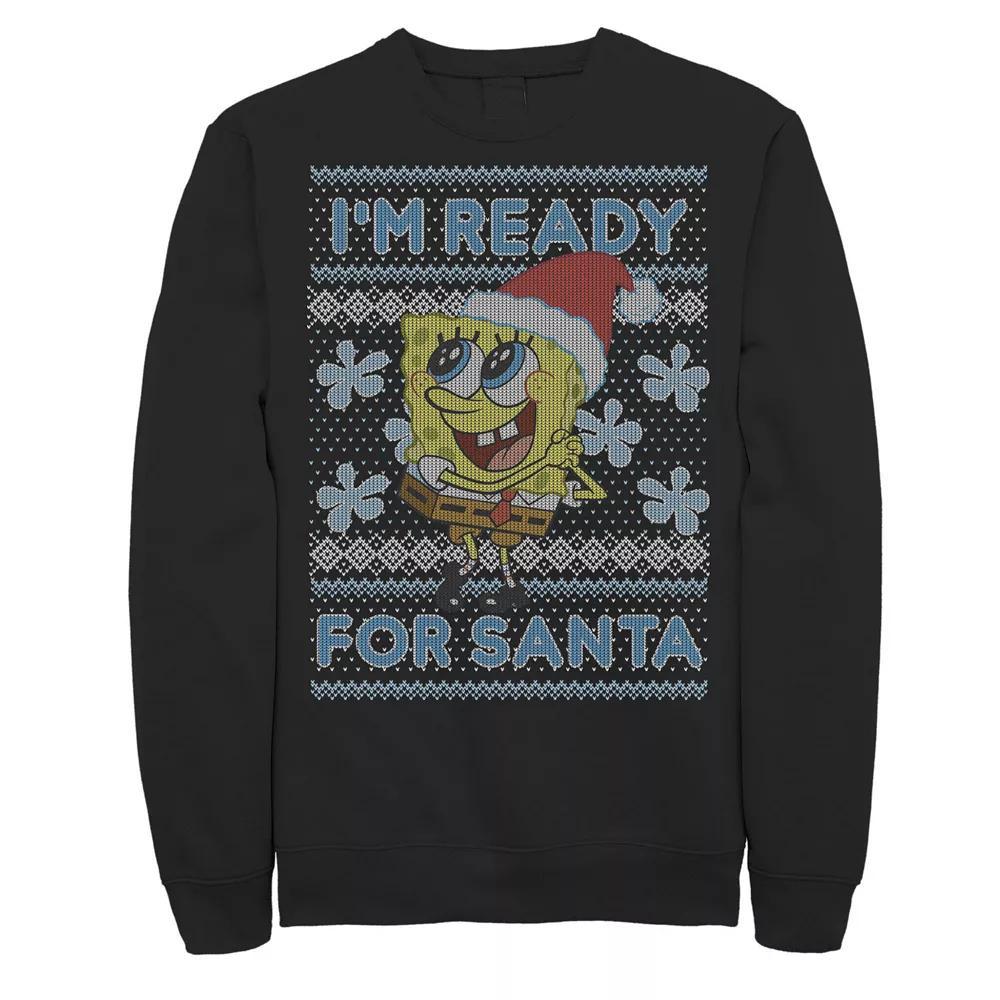 Men's Nickelodeon SpongeBob SquarePants I'm Ready For Santa Ugly Christmas Graphic Fleece Pullover, Size: 3XL, Blue Product Image