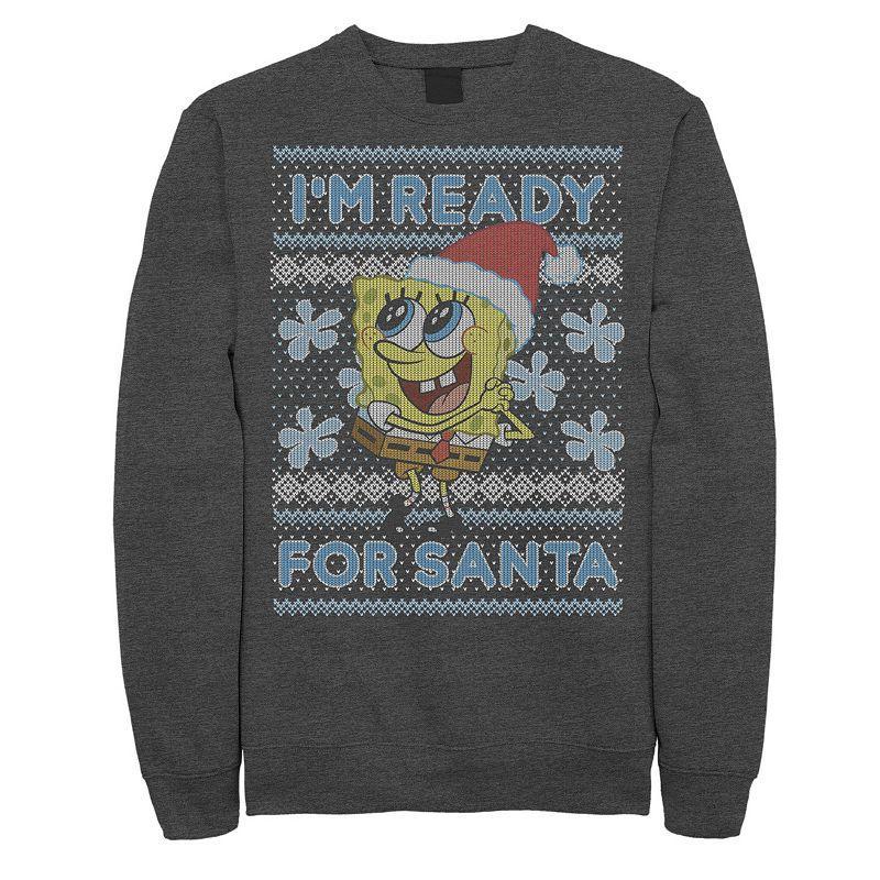 Men's Nickelodeon SpongeBob SquarePants I'm Ready For Santa Ugly Christmas Graphic Fleece Pullover, Size: 3XL, Blue Product Image