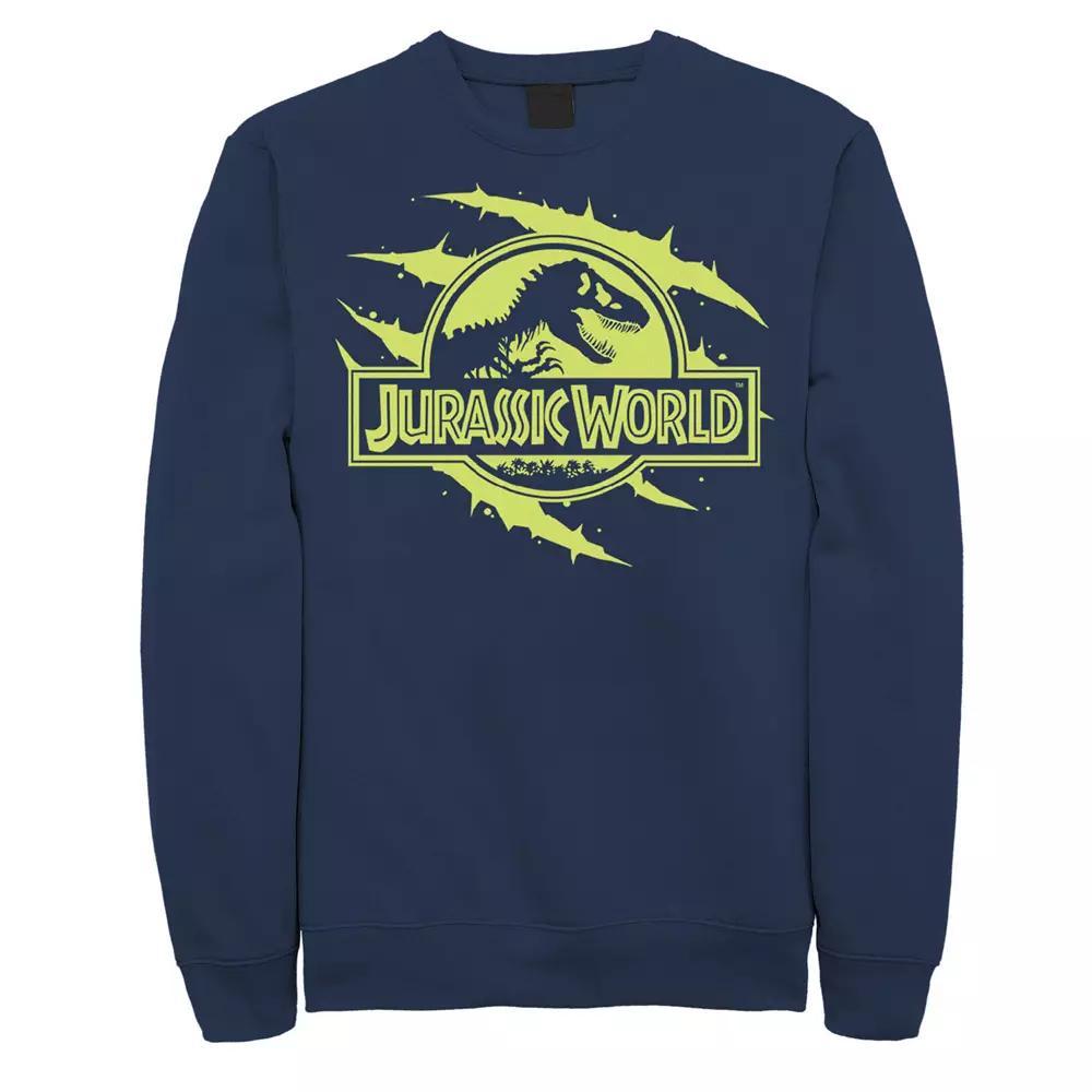 Men's Jurassic World Neon Slash T-Rex Fossil Logo Graphic Fleece Pullover, Size: 3XL, Black Product Image
